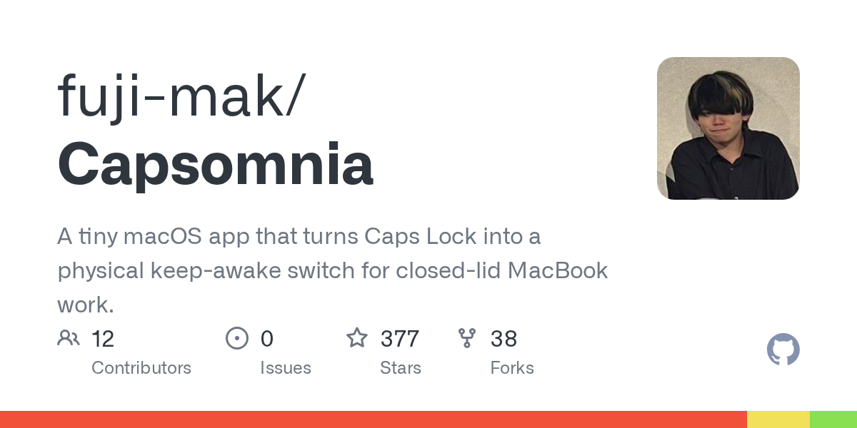 GitHubにあるCapsomniaリポジトリのOGP画像