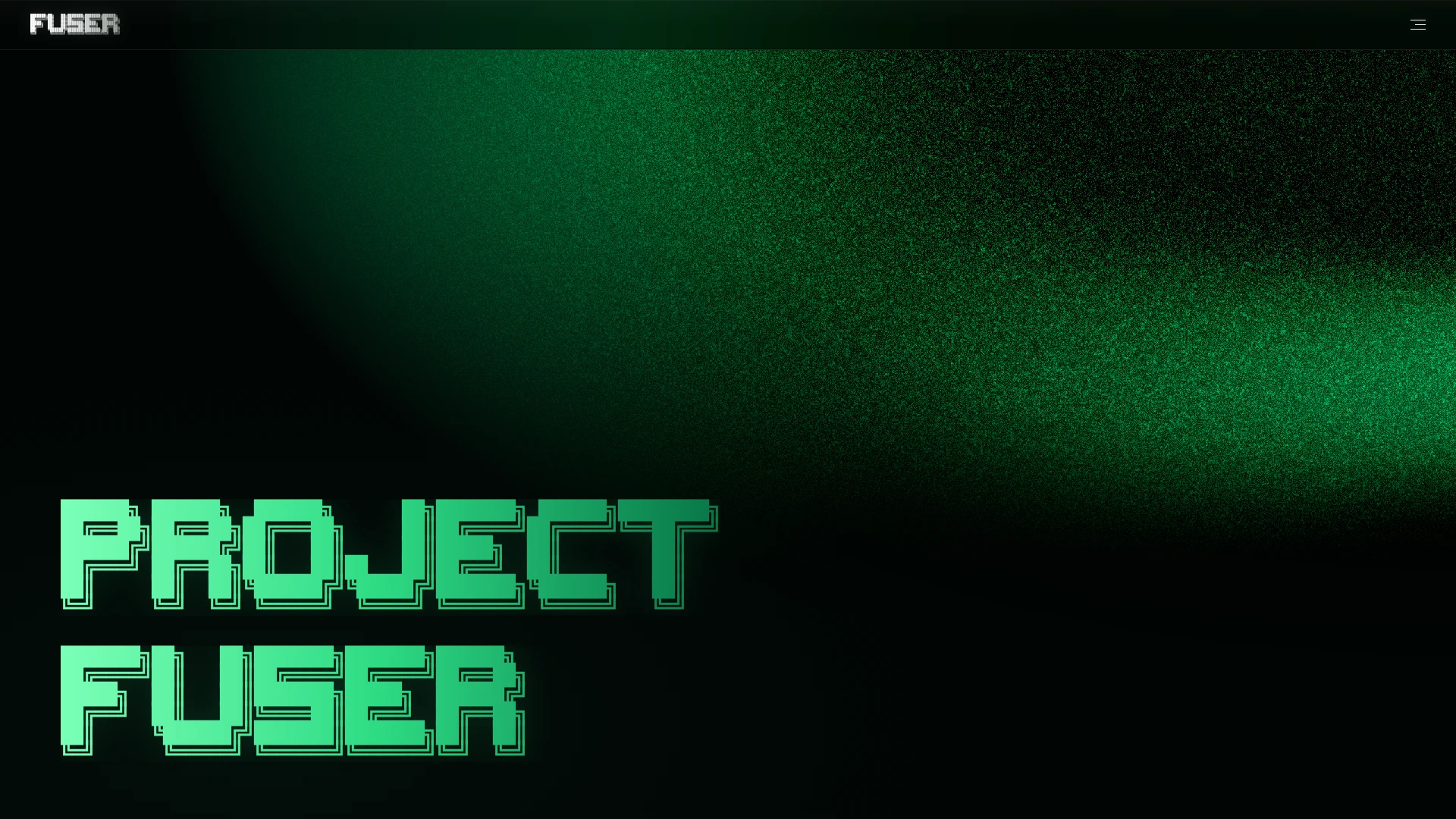 Project Fuser title over a black and green abstract visual